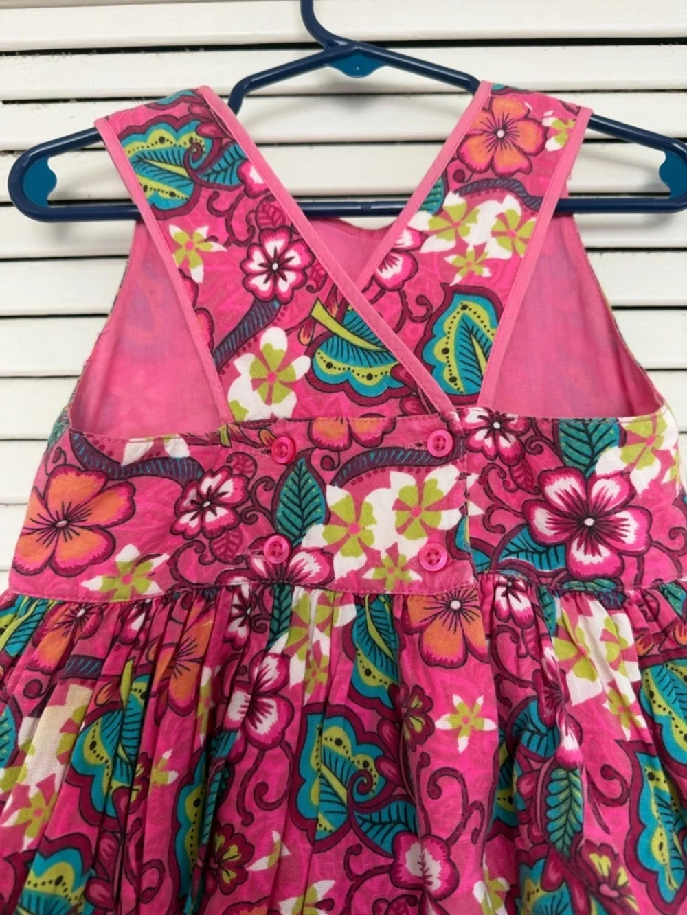F&F Girls Floral Pink Bright Summer Dress Toddler 2–3Y Party Casual Cute Cotton